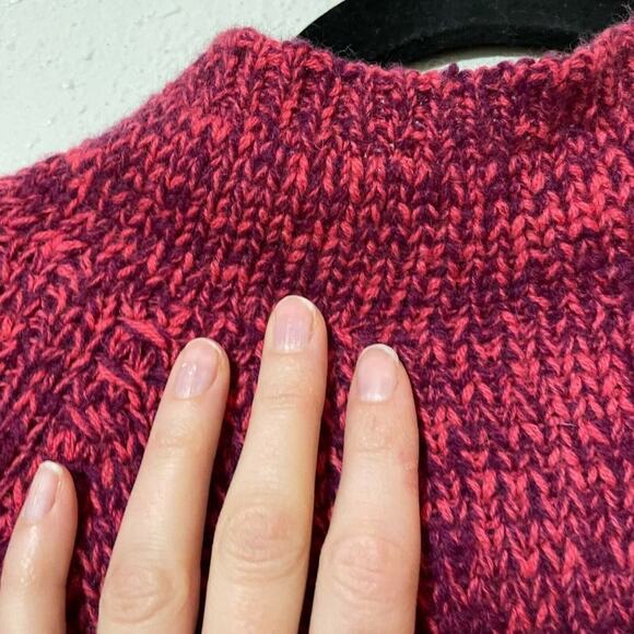 Womens Pink Mock Neck Handmade Long Sleeve Knit Pullover Sweater Size XS - Picture 5 of 7